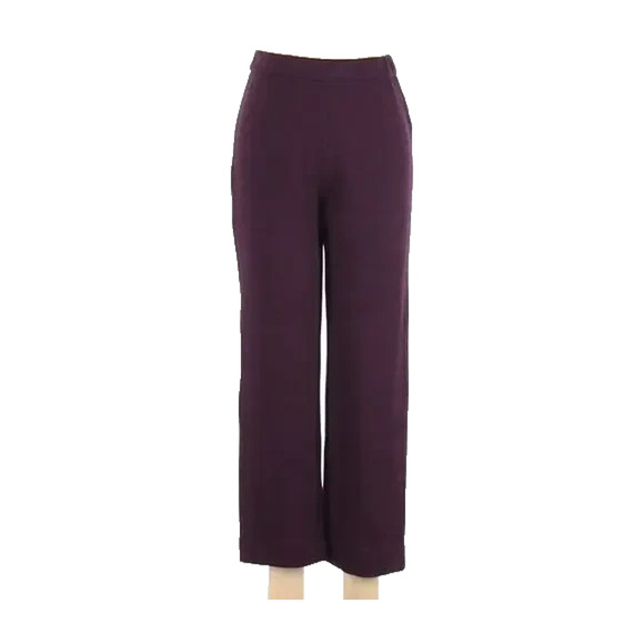 St John Santana Knit Pant Straight Purple Wool Blend Eggplant Elastic 16 XL - Picture 6 of 7